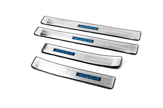 Door sills Libao LED (4 pcs, stainless steel) for Great Wall Haval H6 - Reelken Auto