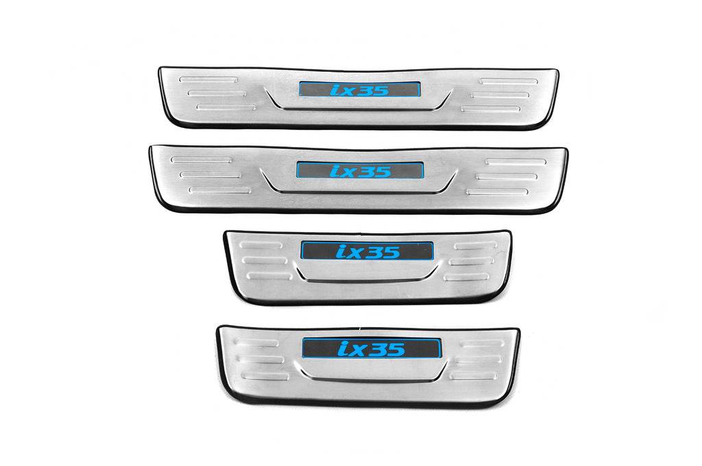 Door sills Libao LED (4 pcs, stainless steel) for Hyundai IX-35 2010-2015 - Reelken Auto