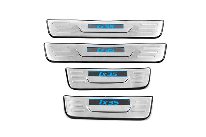Libao LED Door Sill Plates (4 pcs, Stainless Steel) for Hyundai IX-35 2010-2015 - image 1