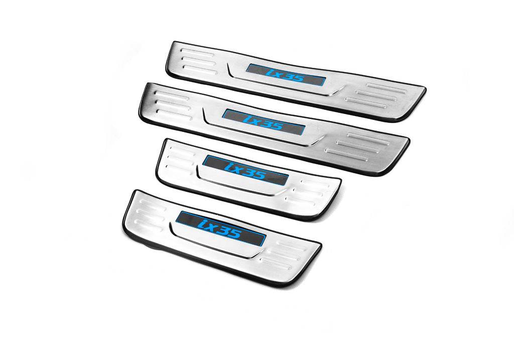 Door sills Libao LED (4 pcs, stainless steel) for Hyundai IX-35 2010-2015 - Reelken Auto