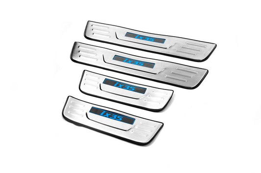 Door sills Libao LED (4 pcs, stainless steel) for Hyundai IX-35 2010-2015 - Reelken Auto