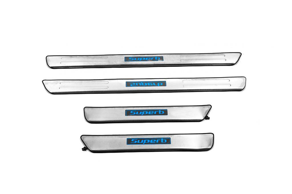 Door sills Libao (4 pcs, stainless steel) for Skoda Superb 2009-2015 - Reelken Auto