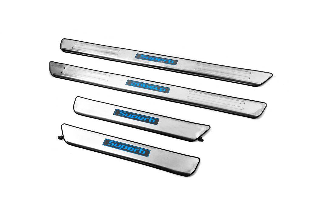 Door sills Libao (4 pcs, stainless steel) for Skoda Superb 2009-2015 - Reelken Auto