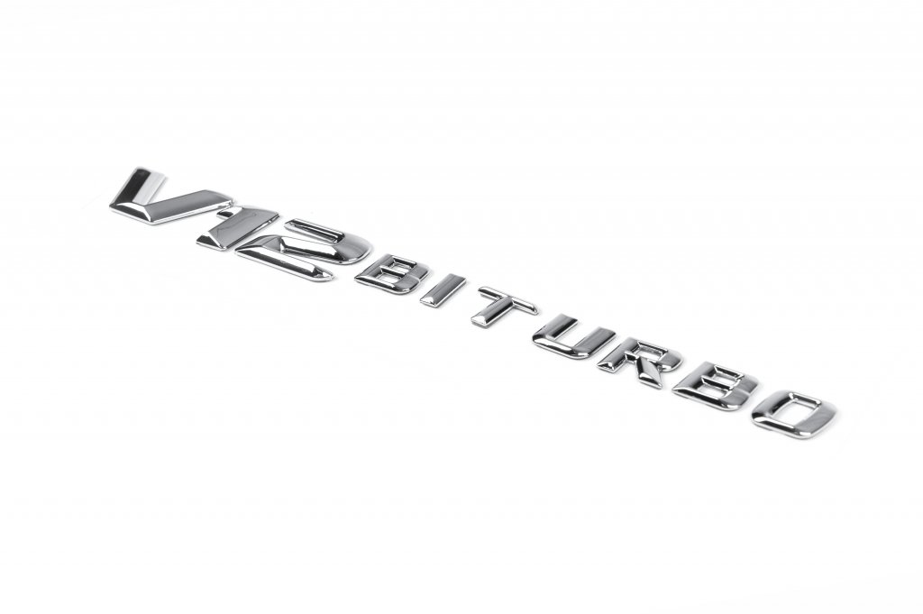 V12 Biturbo Chrome Badge for Mercedes E-сlass W213 2016-2023 - image 1