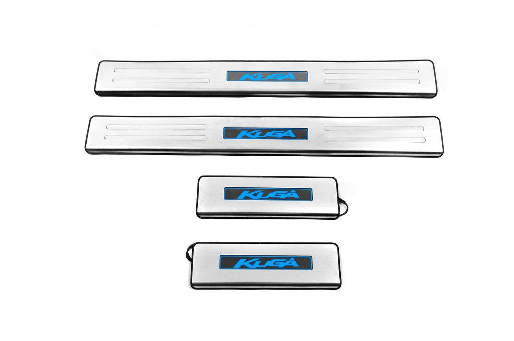 Door sills Libao LED (4 pcs, stainless steel) for Ford Kuga/Escape 2013-2019 - Reelken Auto