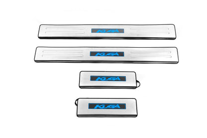 Door sills Libao LED (4 pcs, stainless steel) for Ford Kuga/Escape 2013-2019 - Reelken Auto