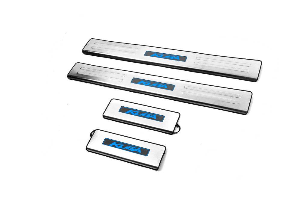 Door sills Libao LED (4 pcs, stainless steel) for Ford Kuga/Escape 2013-2019 - Reelken Auto