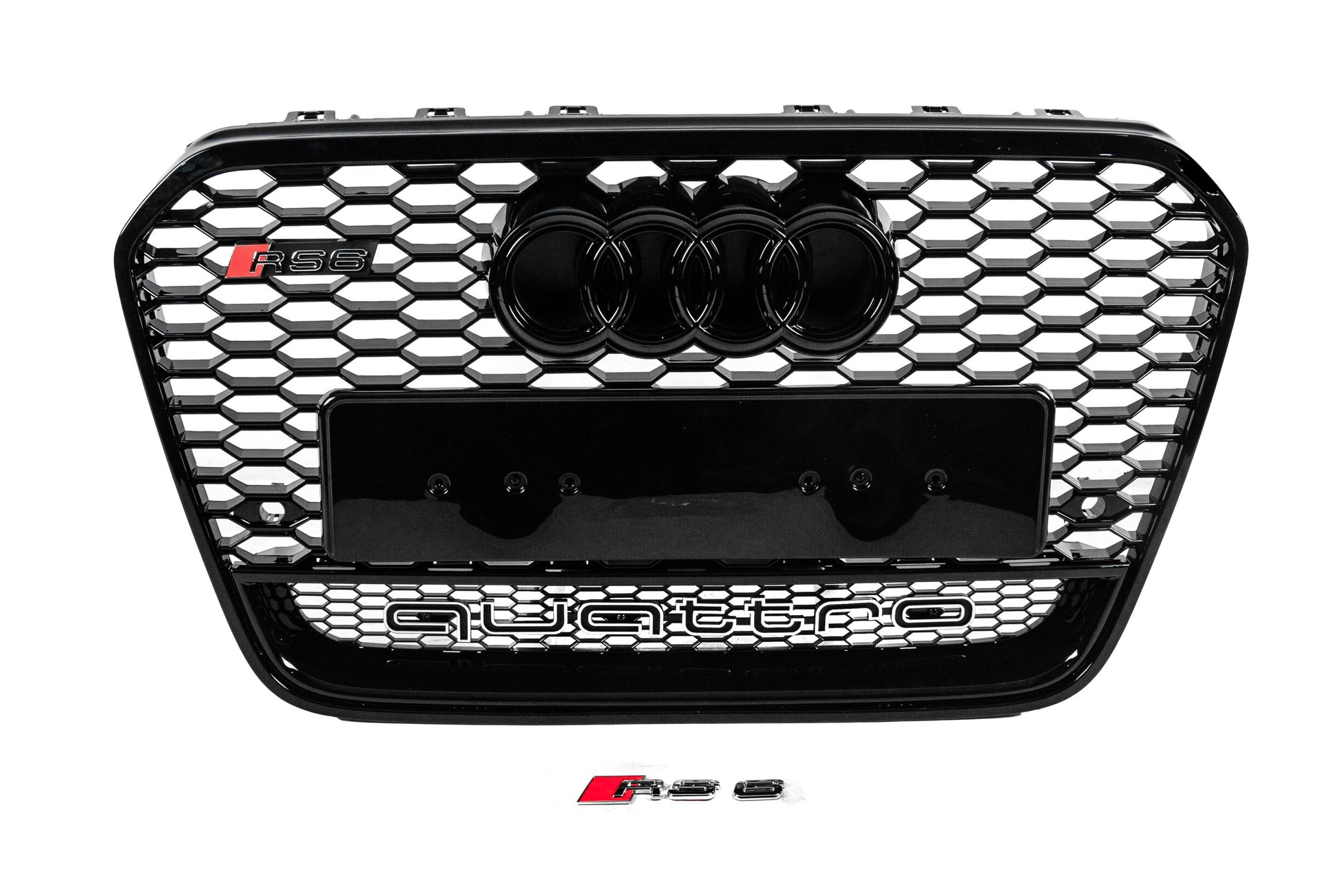 Front grille RS-style black with Quattro emblem (2011-2014) for Audi A6 C7 2011-2017 - image 1