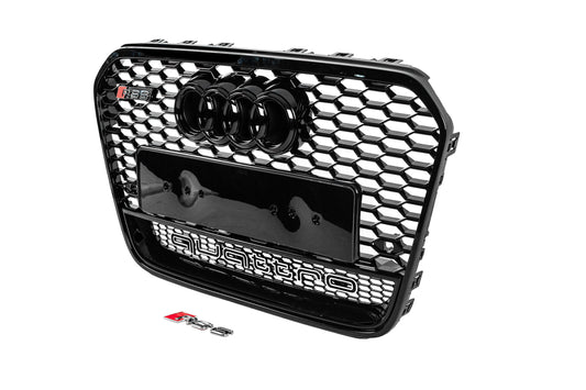 Front grille RS-style black with Quattro emblem (2011-2014) for Audi A6 C7 2011-2017 - image 2