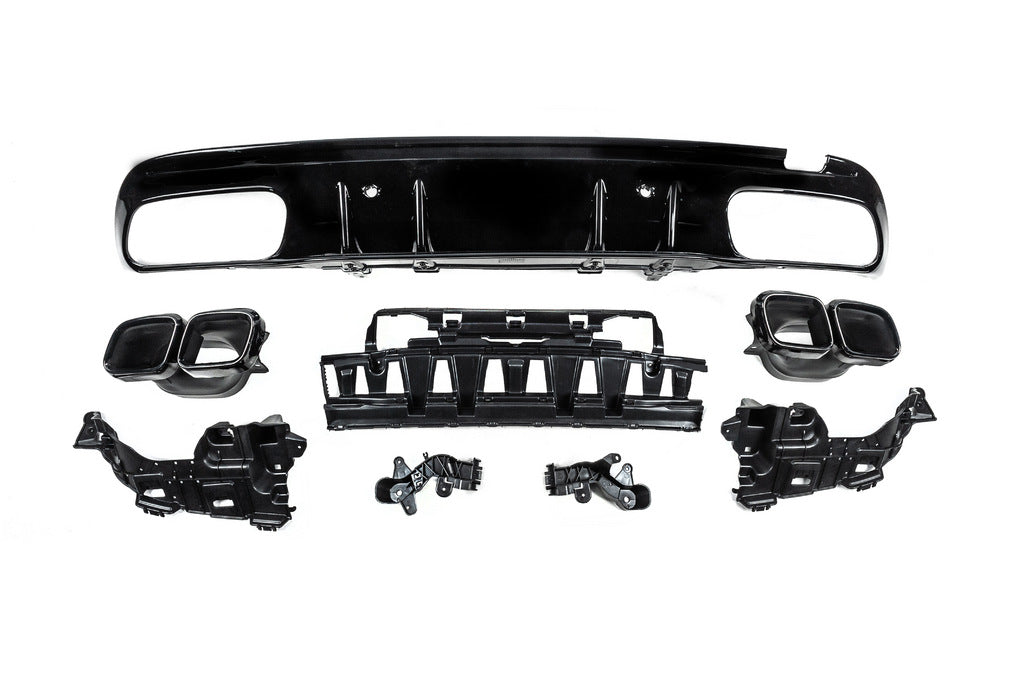 Rear diffuser with Black nozzles (Design C63 2018-2021) for Mercedes C-class W205 2014-2021 - image 2