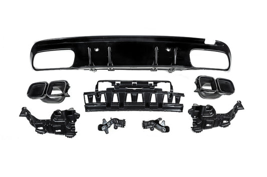 Rear diffuser with Black nozzles (Design C63 2018-2021) for Mercedes C-class W205 2014-2021 - image 2
