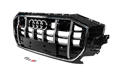 Front Grille SQ-Style (2018-2023, black with chrome) for Audi Q8 2018- - image 2