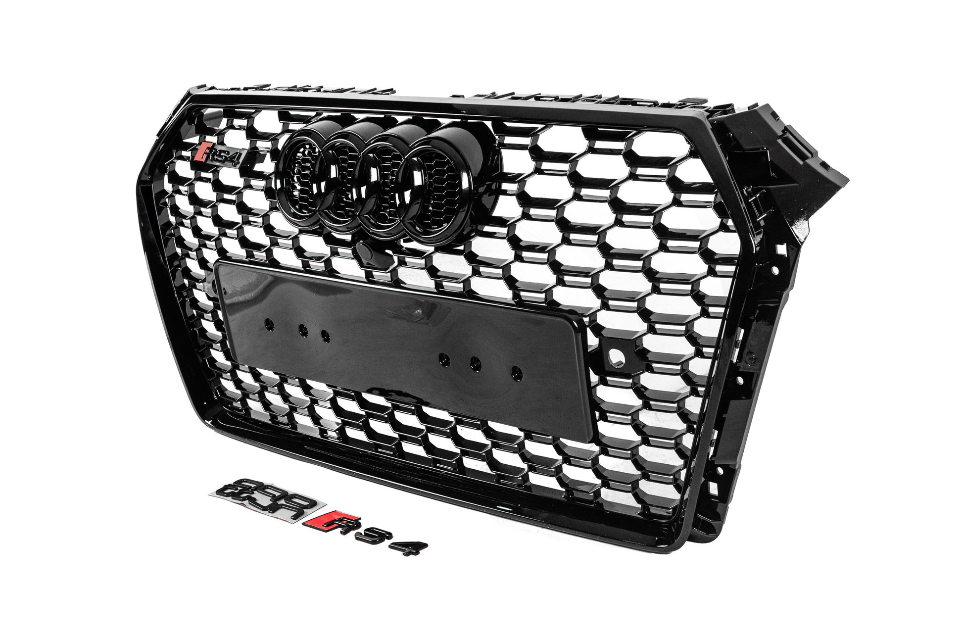 Front Grille RS-Style with Quattro Emblem (2016-2019, black) for Audi A4 B9 2015-2024 - image 2