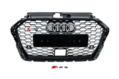 Front Grille RS-Style (2016-2020, black-grey) for Audi A3 2012-2020 - image 1