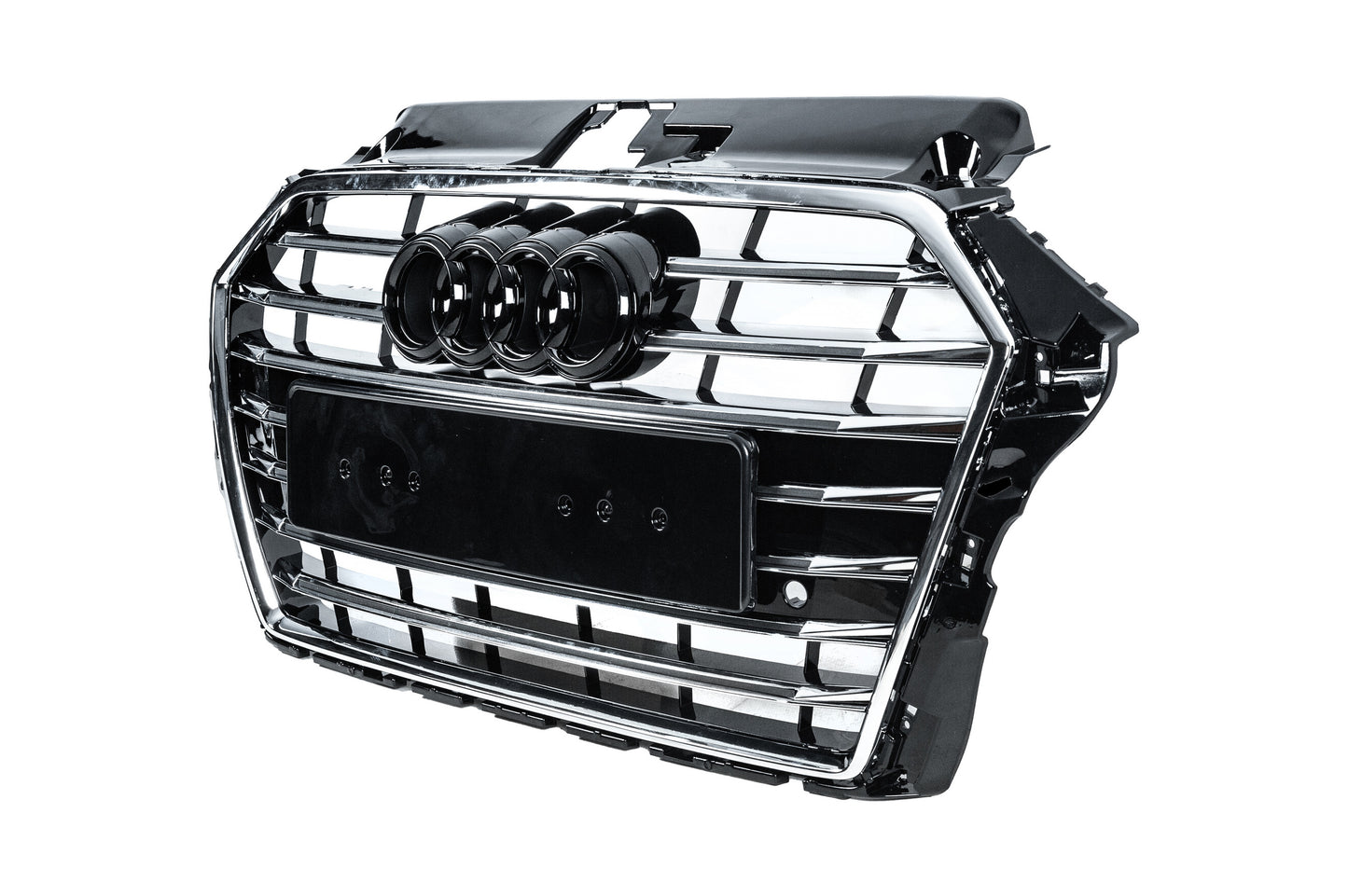 Front Grille S-Style (2016-2020, Black with Chrome) for Audi A3 2012-2020 - image 2