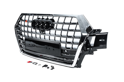 Front grille SQ-Style V-2 (2015-2019, black with chrome) for Audi Q7 2015–2026 - image 2