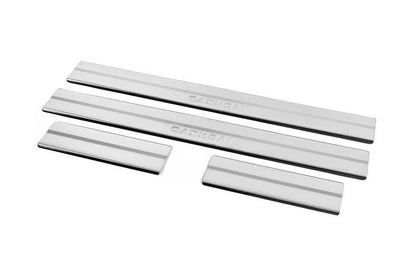 Threshold pads (Carmos V2, 4 pcs., stainless steel) for Nissan Qashqai 2007-2010 - Reelken Auto
