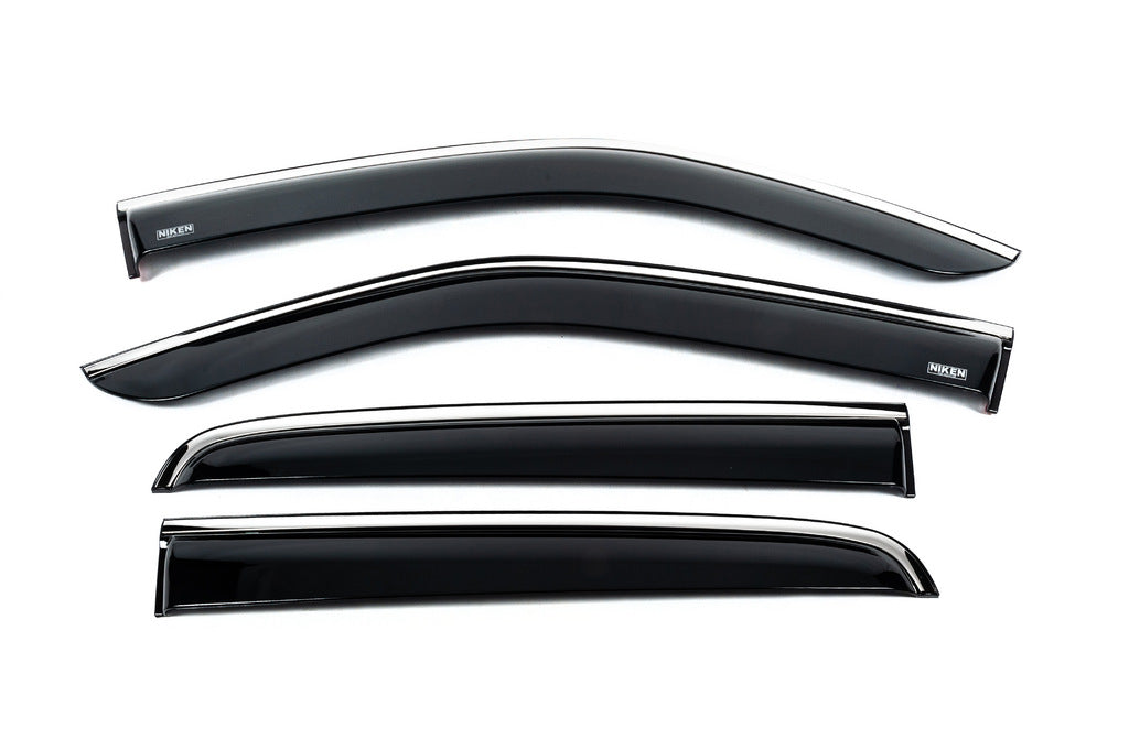 Window deflectors with chrome trim (4 pcs, Niken) for Isuzu D-Max 2019- - image 1