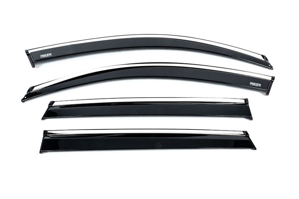 Window deflectors with chrome trim (2019-2023, 4 pcs, Niken) for Skoda Kamiq 2019- - image 2