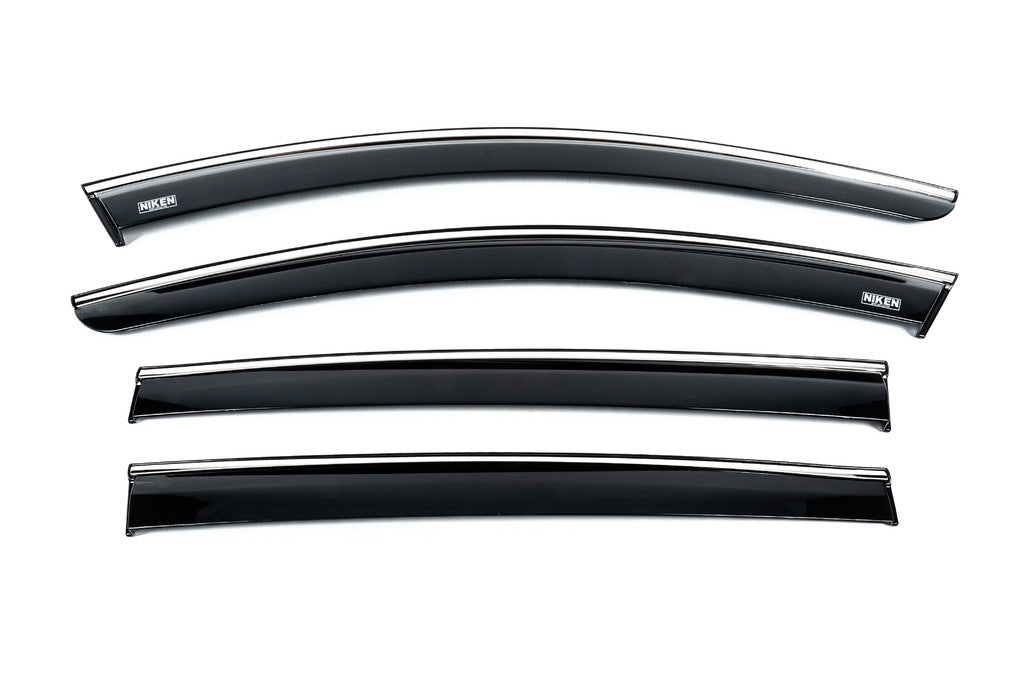 Window deflectors with chrome trim (4 pcs, Niken) for Dacia Sandero 2021- - image 1