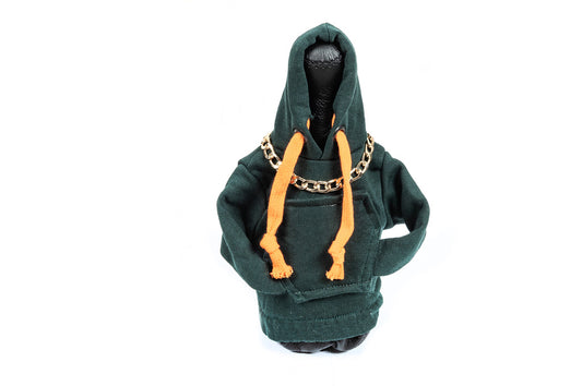 Gear Shift Knob Cover Hoodie Style (green, orange drawstring) - image 1
