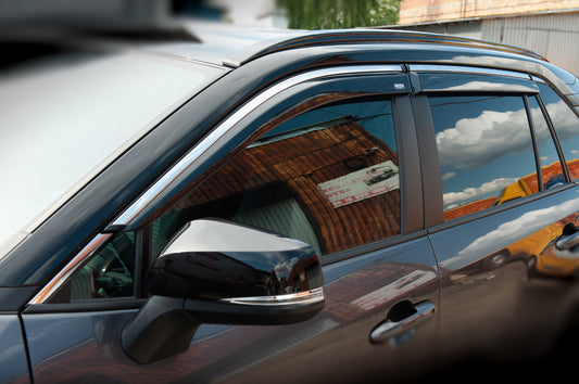 Window wind deflectors with chrome trim (6 pcs, Niken) for Toyota Rav 4 2019- - image 1
