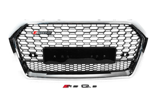 Front Grille RSQ-Style without Logo (2017-2020, black with chrome) for Audi Q5 2017-2025 - image 1