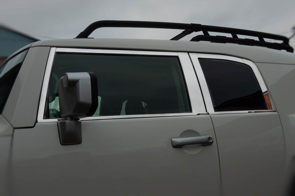 A set of window moldings (stainless steel, 16 pcs.) for Toyota FJ Cruiser - Reelken Auto