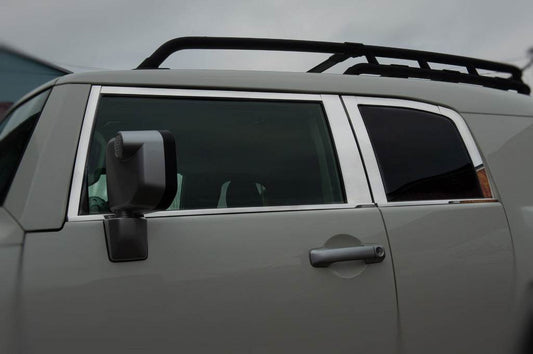 A set of window moldings (stainless steel, 16 pcs.) for Toyota FJ Cruiser - Reelken Auto