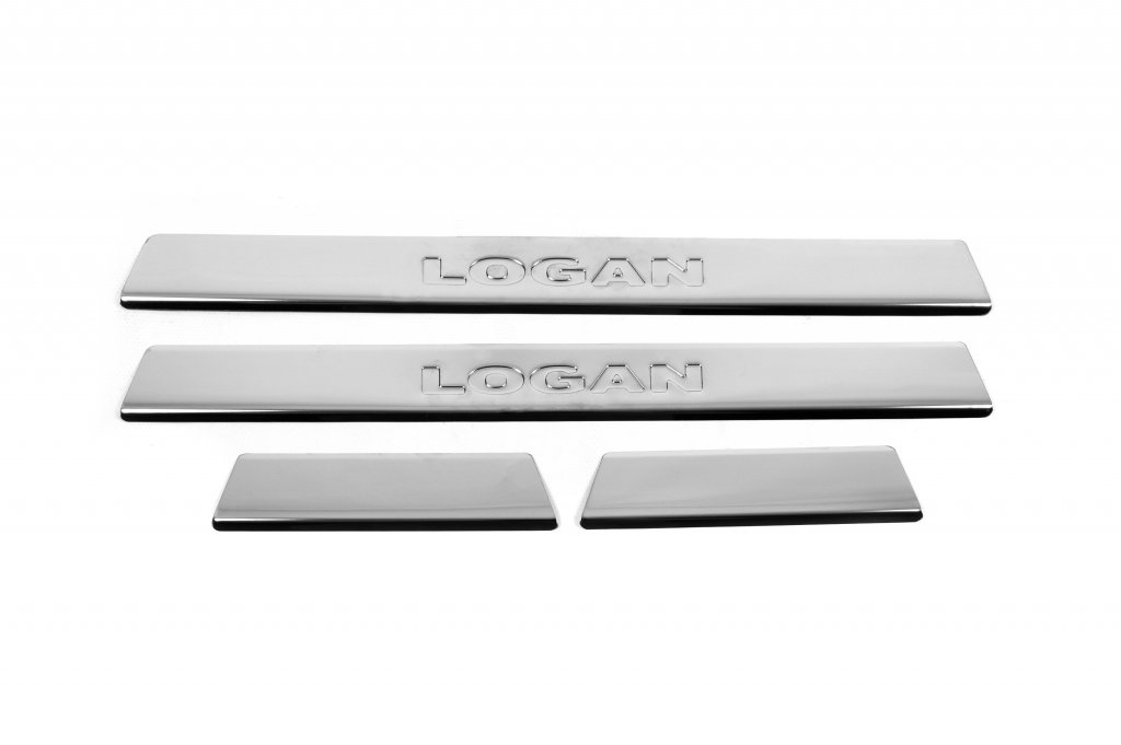 Door Sill Protectors Carmos V2 (4 pcs, Stainless Steel) for Renault Logan MCV 2013-2022 - image 1
