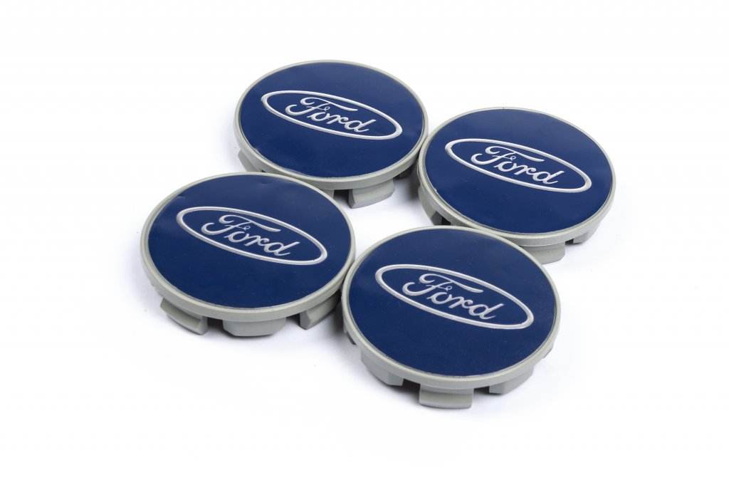 Wheel caps 69/64mm blue (4 pcs.) for Ford - Reelken Auto
