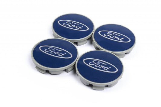 Wheel caps 69/64mm blue (4 pcs.) for Ford - Reelken Auto