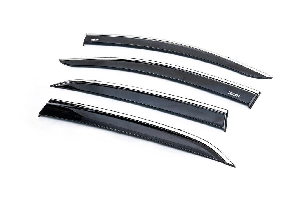 Window deflectors with chrome trim (4 pcs, Niken) for Opel Mokka 2012-2021 - image 2