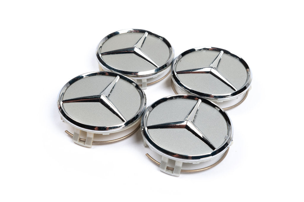 Wheel center caps 70/75 mm with ring (4 pcs, grey) for Mercedes - image 2