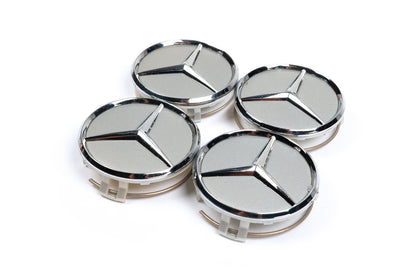 Wheel center caps 70/75 mm with ring (4 pcs, grey) for Mercedes - image 2