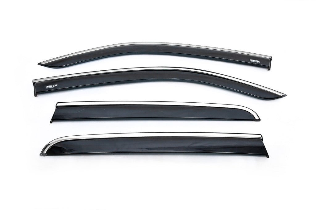 Window deflectors with chrome trim (4 pcs, Niken) for Volkswagen Amarok 2010-2022 - image 7
