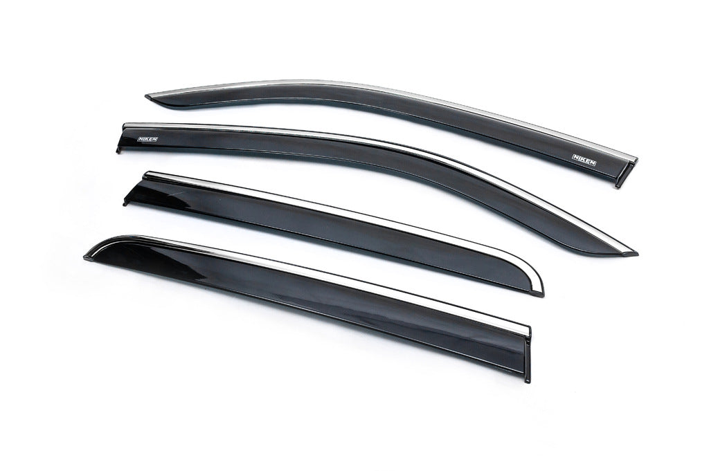 Window deflectors with chrome trim (4 pcs, Niken) for Volkswagen Amarok 2010-2022 - image 8