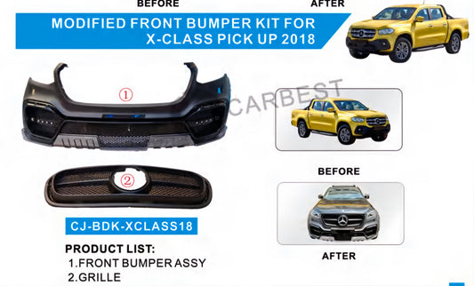 Front bumper with grille (AMG style) for Mercedes X class 2017-2020 - image 1