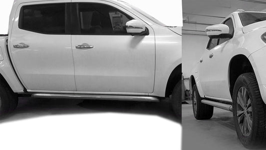 Side tubes with slant (2 pcs, stainless steel) for Mercedes X class 2017-2020 - image 1