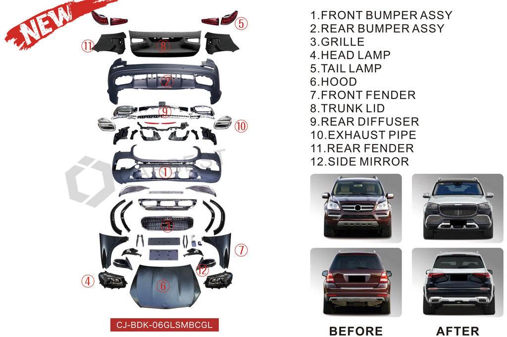 GLS X167 Maybach restyling kit for Mercedes GL class X164 - Reelken Auto