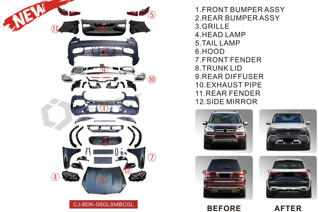 Facelift Kit to GLS X167 Maybach for Mercedes GL сlass X164 2006-2012 - image 2