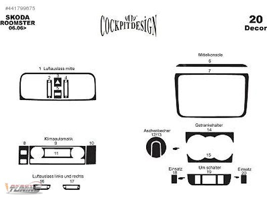 Dashboard Trim Covers (Meric) for Skoda Roomster 2006-2015 - image 4