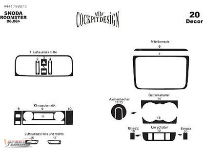Dashboard Trim Covers (Meric) for Skoda Roomster 2006-2015 - image 4