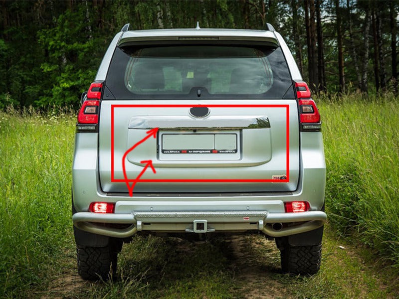 Chrome trim above license plate (Design 2018) for Toyota Land Cruiser Prado 150 2009-2023 - image 1