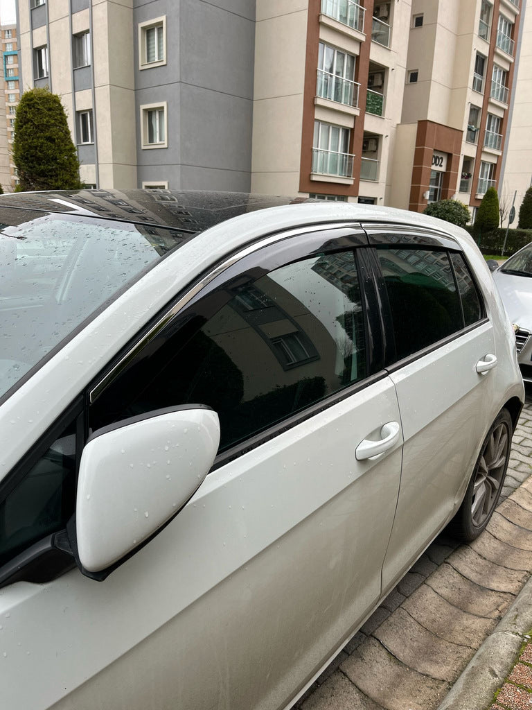 Window Deflectors with Chrome Trim HB (4 pcs, Sunplex Steinless) for Volkswagen Golf 6 2008-2014 - image 2