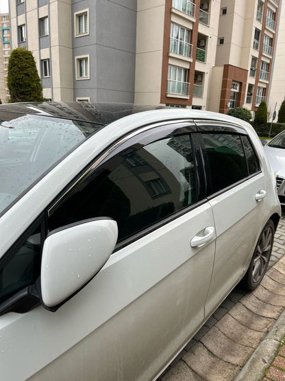 Window Deflectors with Chrome Trim HB (4 pcs, Sunplex Steinless) for Volkswagen Golf 6 2008-2014 - image 2