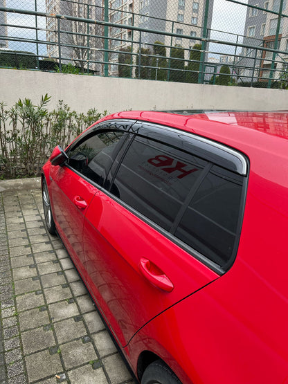 Window Deflectors with Chrome Trim HB (4 pcs, Sunplex Steinless) for Volkswagen Golf 6 2008-2014 - image 1