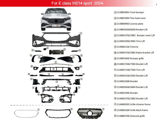 AMG-Line front bumper for Mercedes E-class W214 2023- - image 2