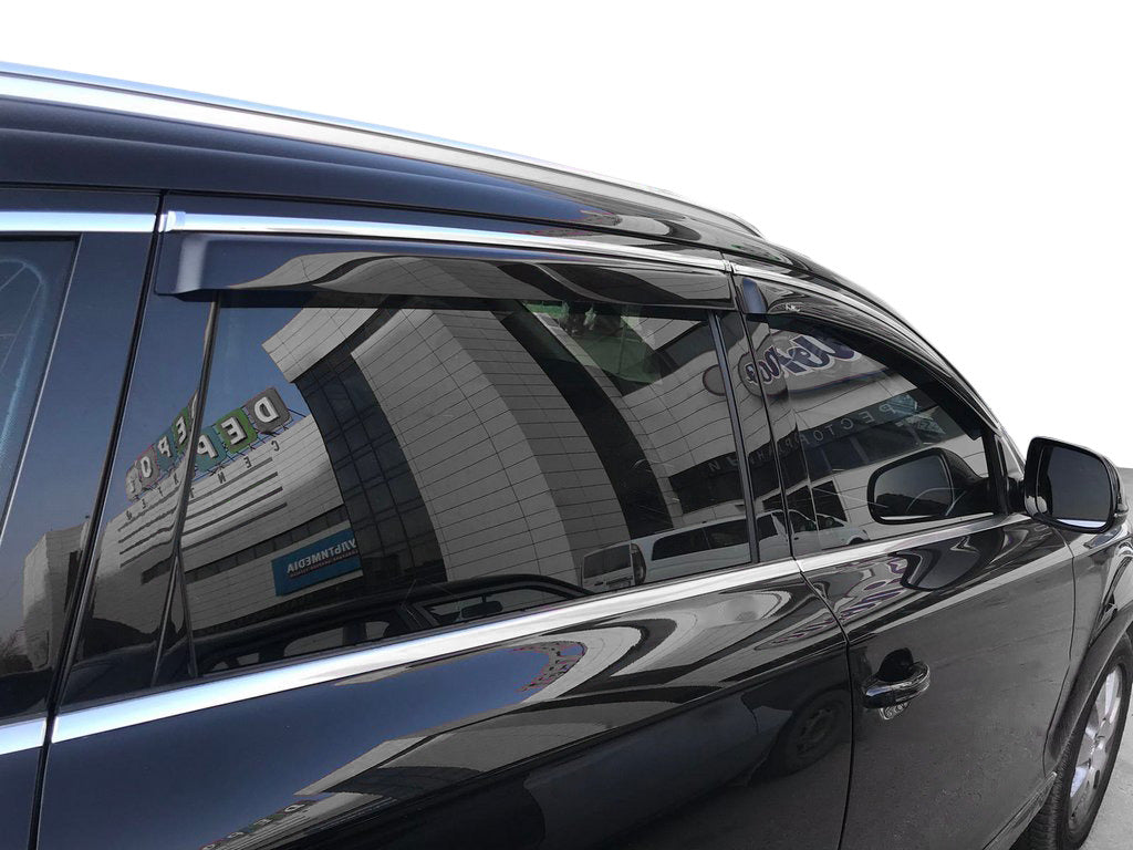 Window deflectors with chrome trim (4 pcs, HIC) for Audi Q7 2005-2015 - image 1