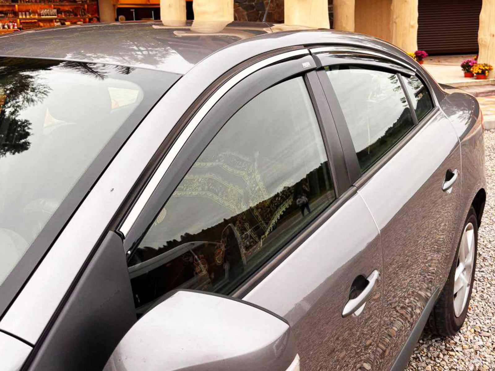 Window deflectors with chrome trim (4 pcs, Niken) for Renault Fluence 2009-2016 - image 9